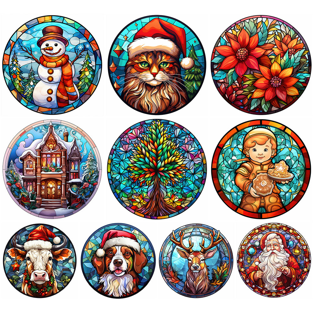 Christmas Glass Painting - Full Round Drill Diamond Painting 30*30CM