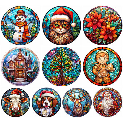 Christmas Glass Painting - Full Round Drill Diamond Painting 30*30CM