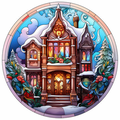 Christmas Glass Painting - Full Round Drill Diamond Painting 30*30CM
