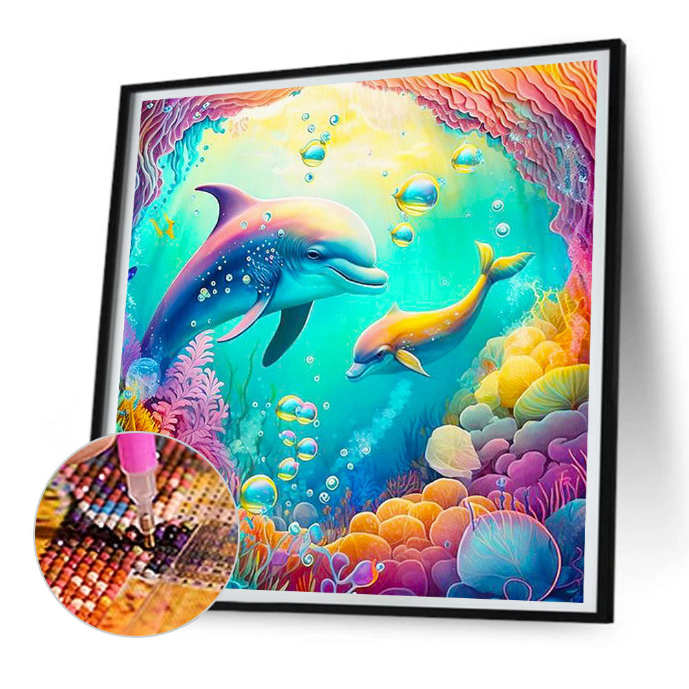 Dolphins - Full Round Drill Diamond Painting 30*30CM