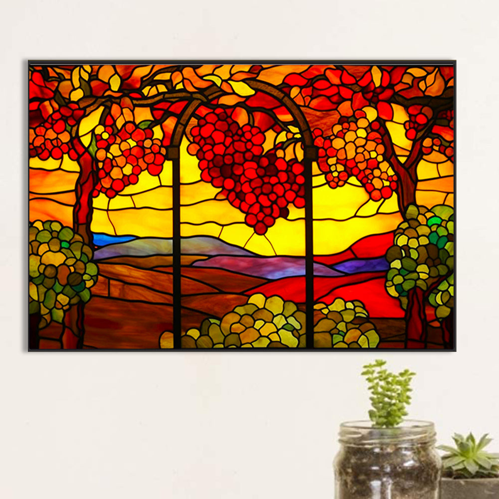 Glass Painting Vine Forest - Full Round Drill Diamond Painting 60*40CM