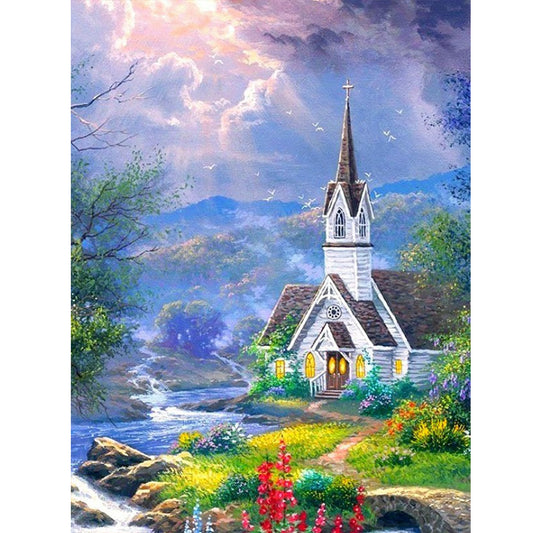 Church Scenery - Full Round Drill Diamond Painting 30*40CM