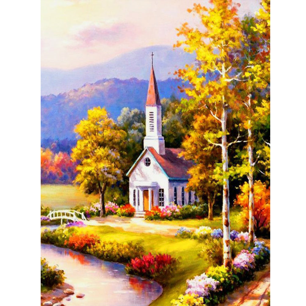 Church Scenery - Full Round Drill Diamond Painting 30*40CM