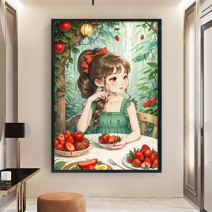 Strawberry Girl In The Forest - 11CT Stamped Cross Stitch 40*60CM