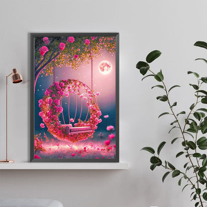 Rose Swing Under The Tree¡¤Powder - Full Round Drill Diamond Painting 40*60CM
