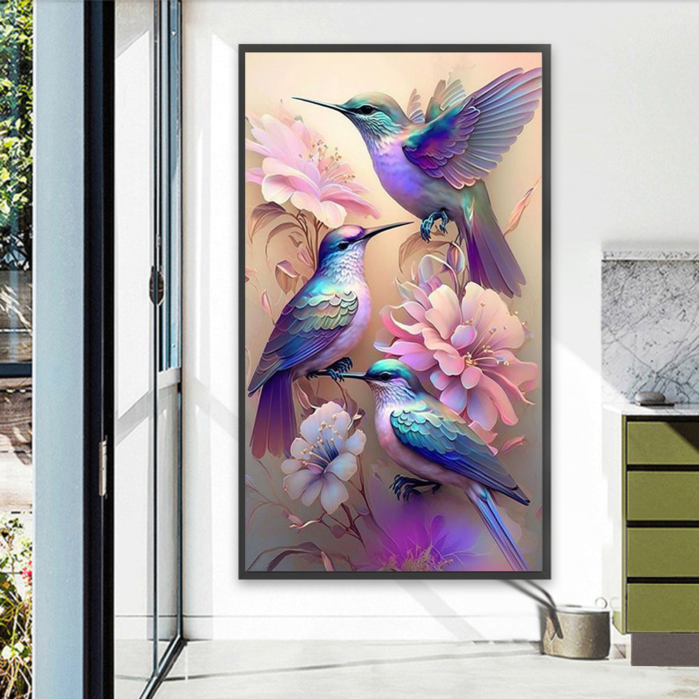 Flower Hummingbird - Full Square Drill Diamond Painting 40*70CM