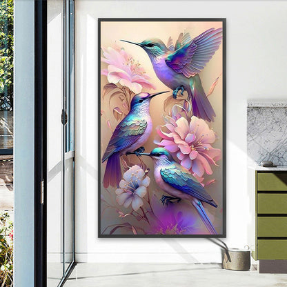 Flower Hummingbird - Full Square Drill Diamond Painting 40*70CM
