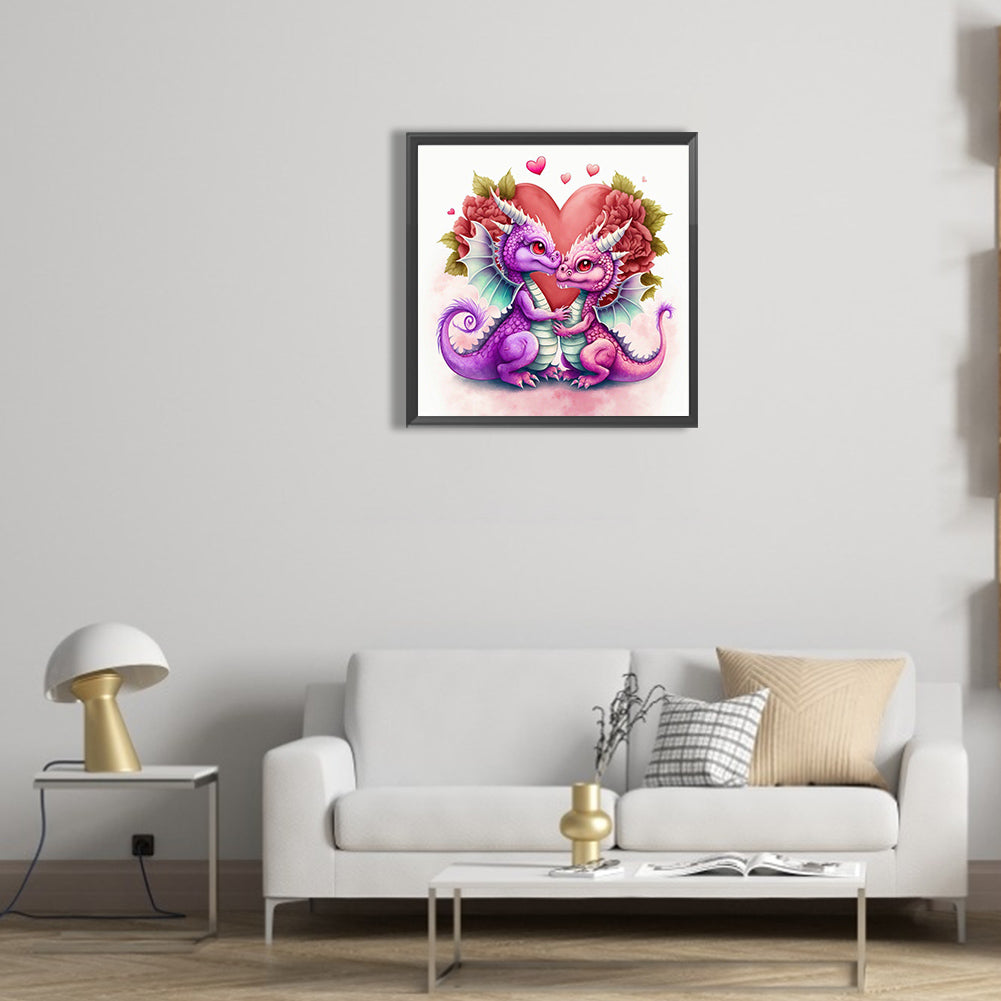 Friendly Little Dinosaur - Full Round Drill Diamond Painting 30*30CM
