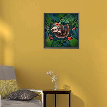 Sloth Hanging On Tree - Full Round Drill Diamond Painting 30*30CM