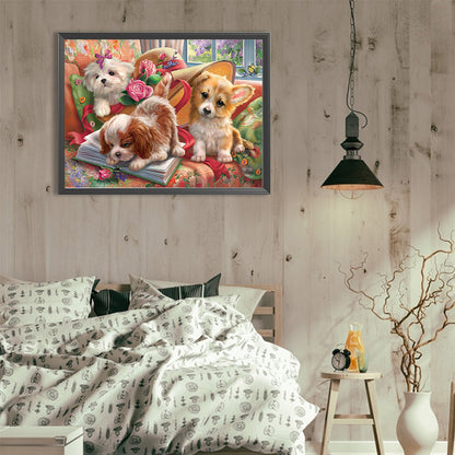 Three Dogs - Full Round Drill Diamond Painting 40*30CM