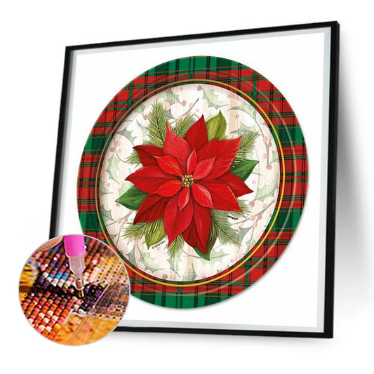 Round Poinsettia - Full Round Drill Diamond Painting 30*30CM