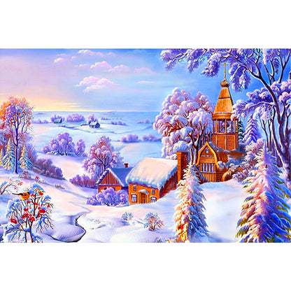 Morning Snow Scene - Full Round Drill Diamond Painting 60*40CM