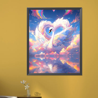 Cloud Feather Swan - Full AB Round Drill Diamond Painting 40*50CM