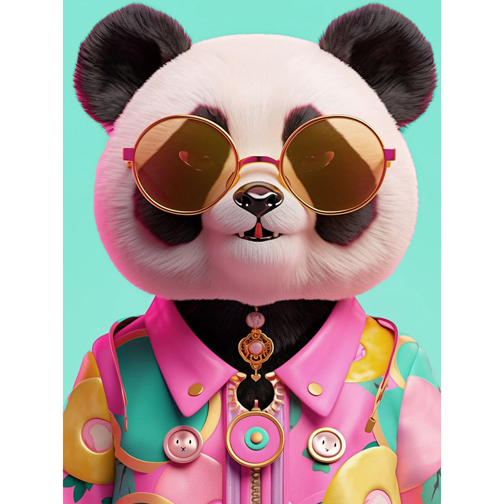 Panda With Glasses - Full Round Drill Diamond Painting 30*40CM