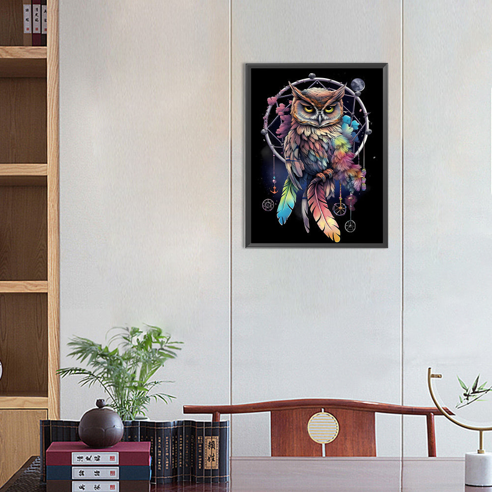 Owl Dream Catcher - Full Round Drill Diamond Painting 30*40CM