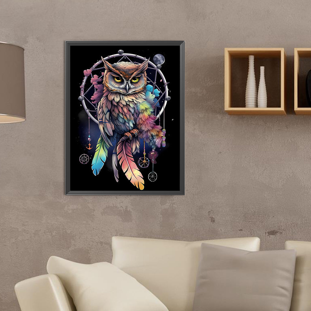 Owl Dream Catcher - Full Round Drill Diamond Painting 30*40CM