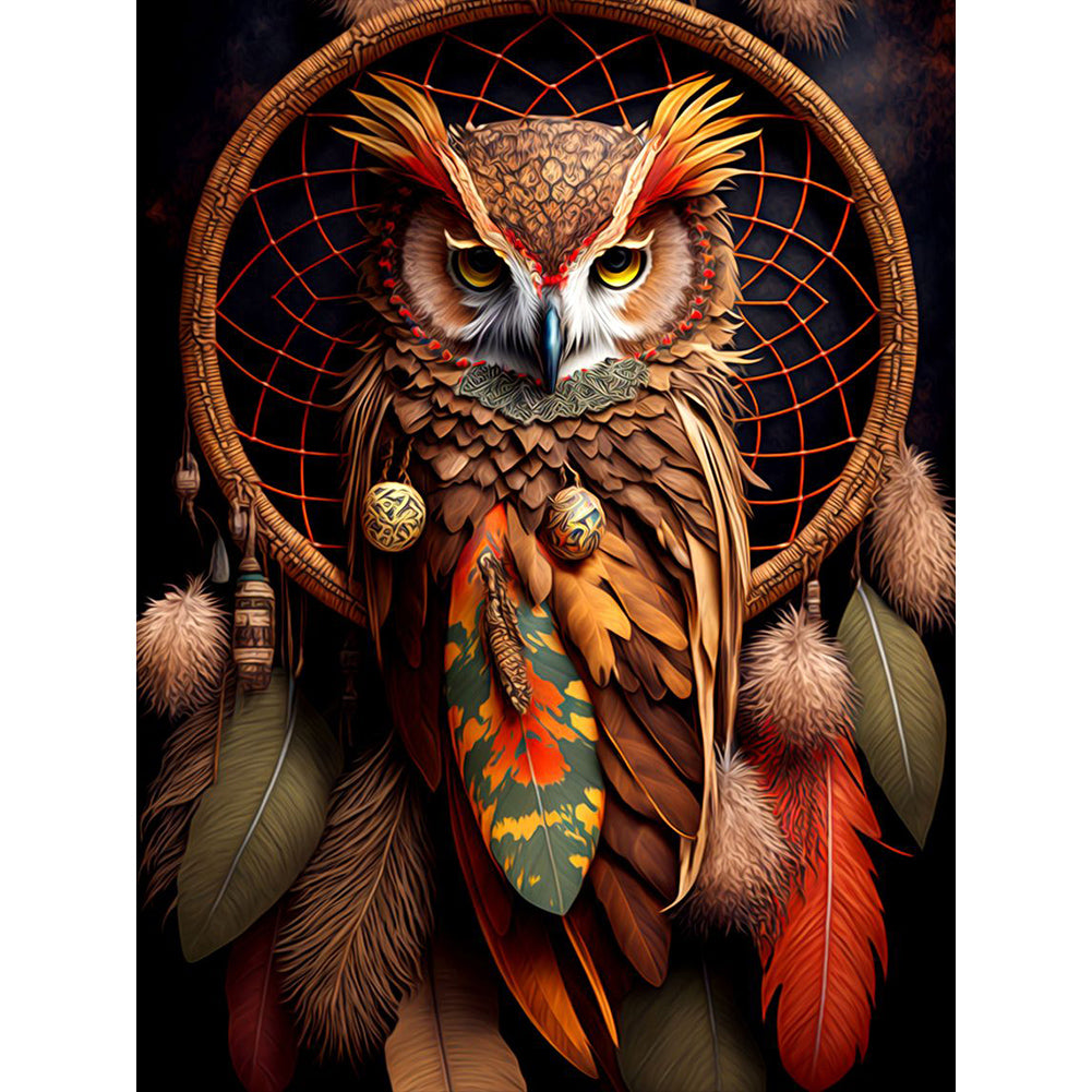 Owl Dream Catcher - Full Round Drill Diamond Painting 30*40CM