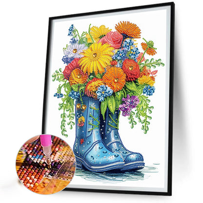Boots And Flowers -  Special Shaped Drill Diamond Painting 30*30CM