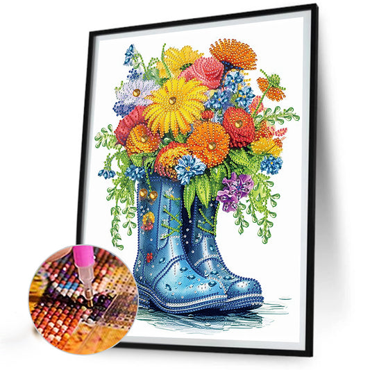 Boots And Flowers -  Special Shaped Drill Diamond Painting 30*30CM