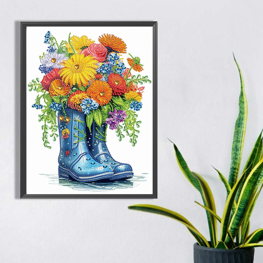 Boots And Flowers -  Special Shaped Drill Diamond Painting 30*30CM