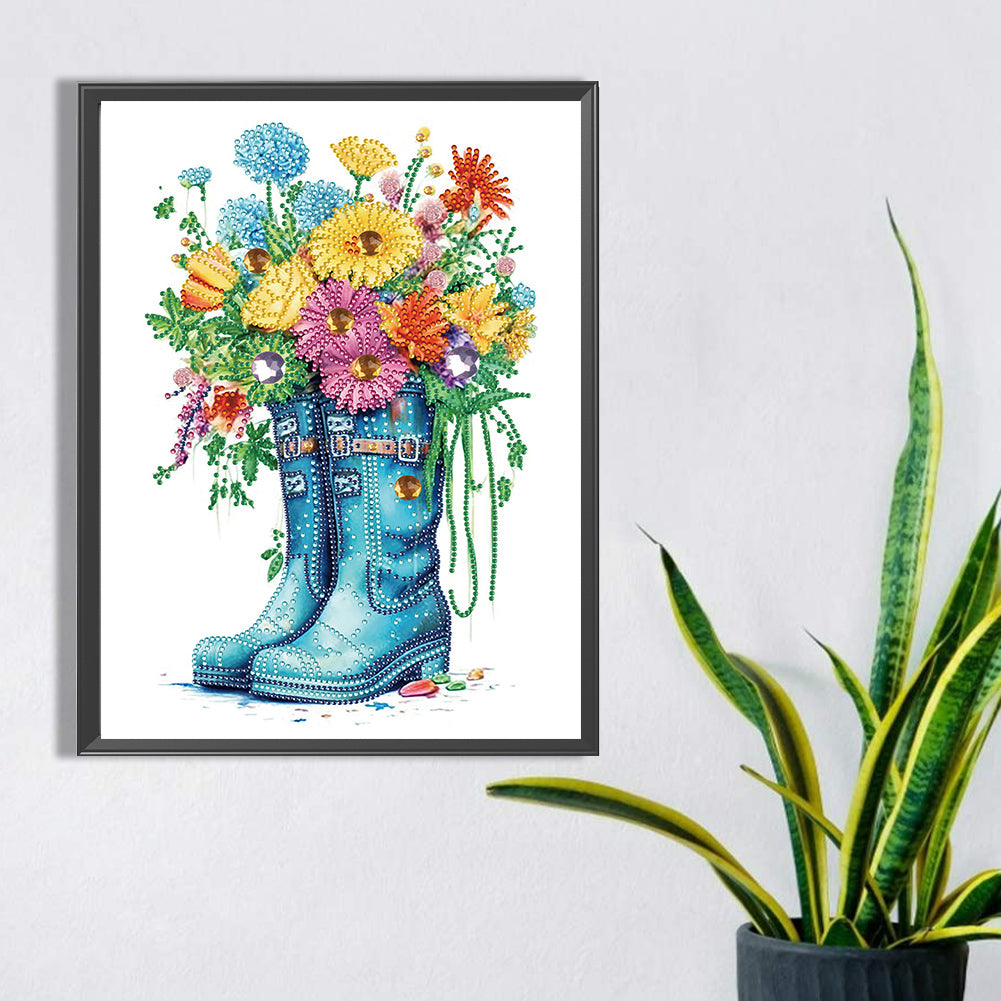 Boots And Flowers -  Special Shaped Drill Diamond Painting 30*30CM