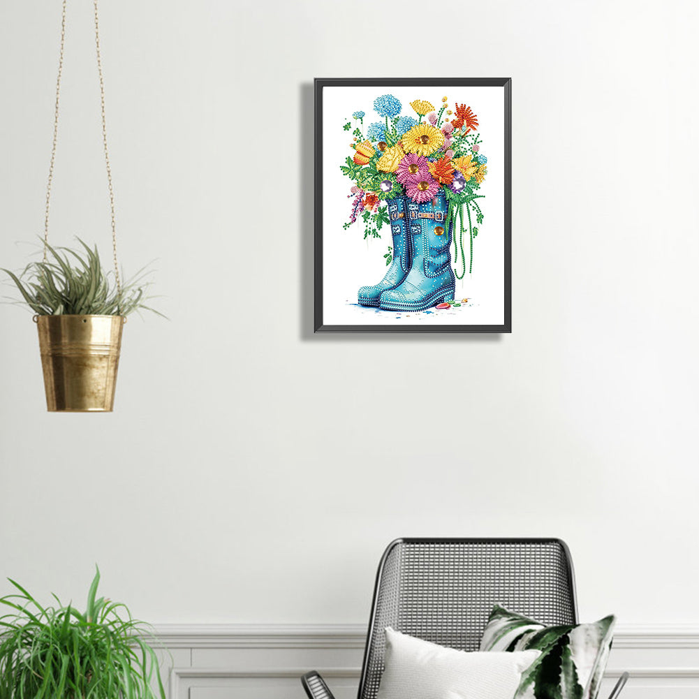 Boots And Flowers -  Special Shaped Drill Diamond Painting 30*30CM
