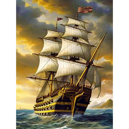 Sailing Boat - Full Round Drill Diamond Painting 30*40CM