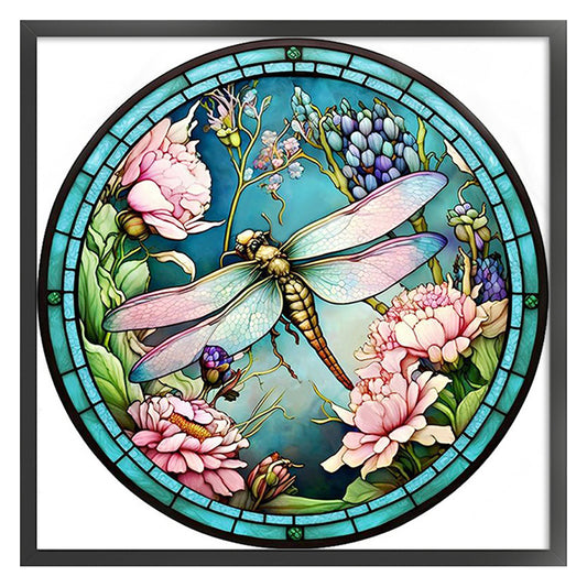 Glass Painting-Dragonfly - 18CT Counted Cross Stitch 20*20CM