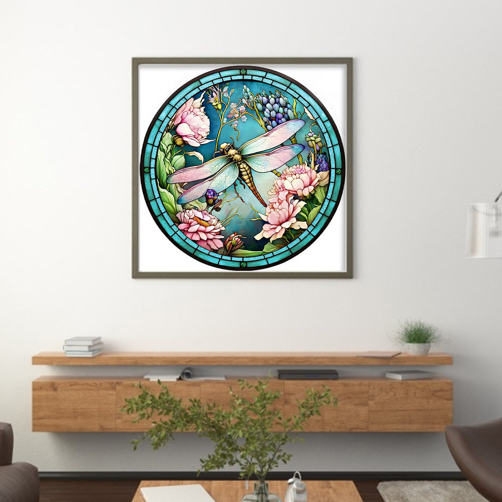 Glass Painting-Dragonfly - 18CT Counted Cross Stitch 20*20CM