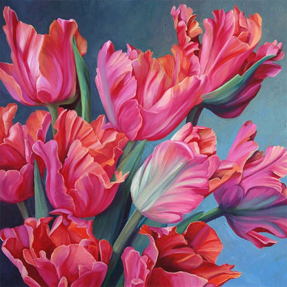 Pink Tulip - Full Round Drill Diamond Painting 30*30CM