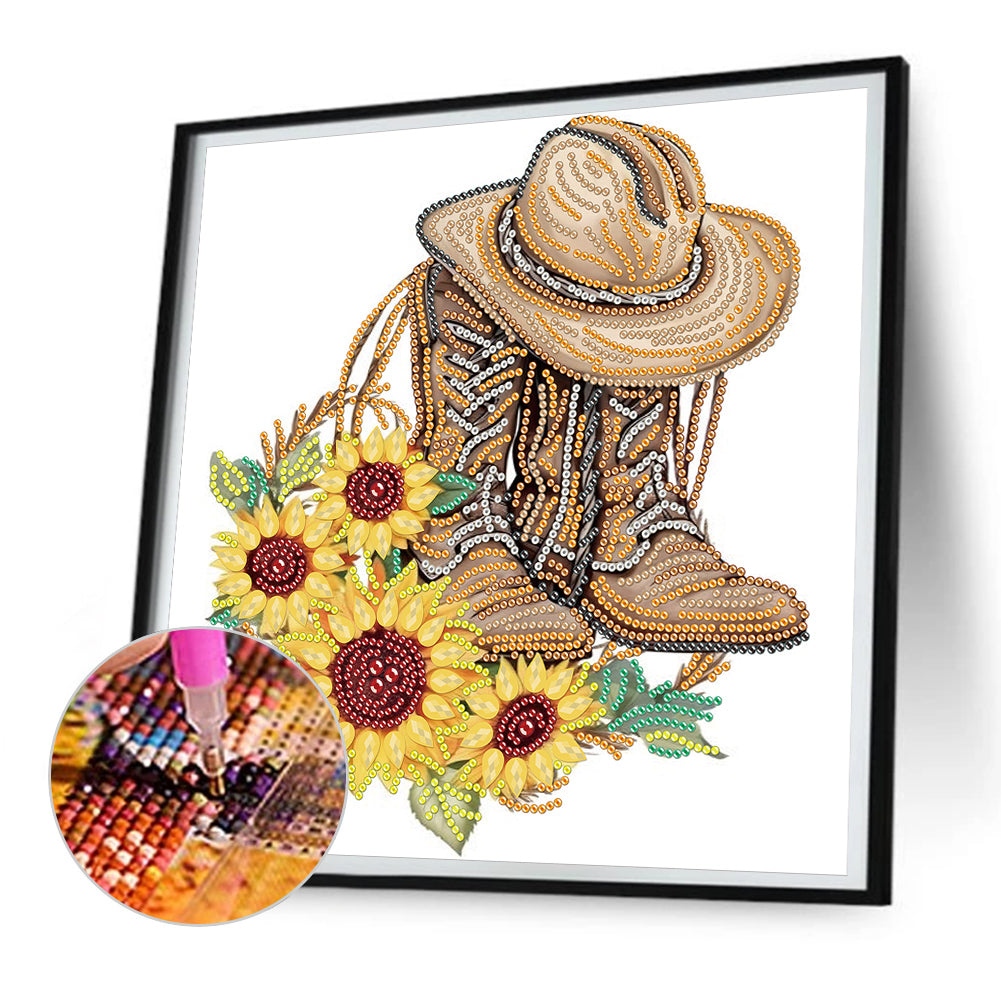 Boots And Cowboy Hat -  Special Shaped Drill Diamond Painting 30*30CM