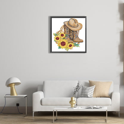 Boots And Cowboy Hat -  Special Shaped Drill Diamond Painting 30*30CM