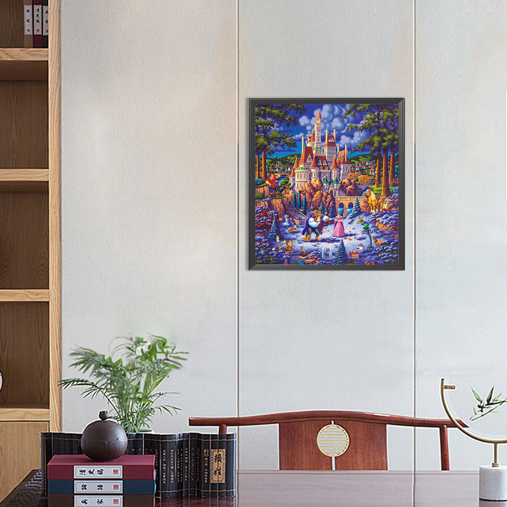 Princess And The Beast - Full AB Round Drill Diamond Painting 40*45CM