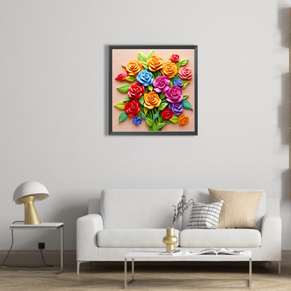 Embossed Roses - Full AB Square Drill Diamond Painting 40*40CM
