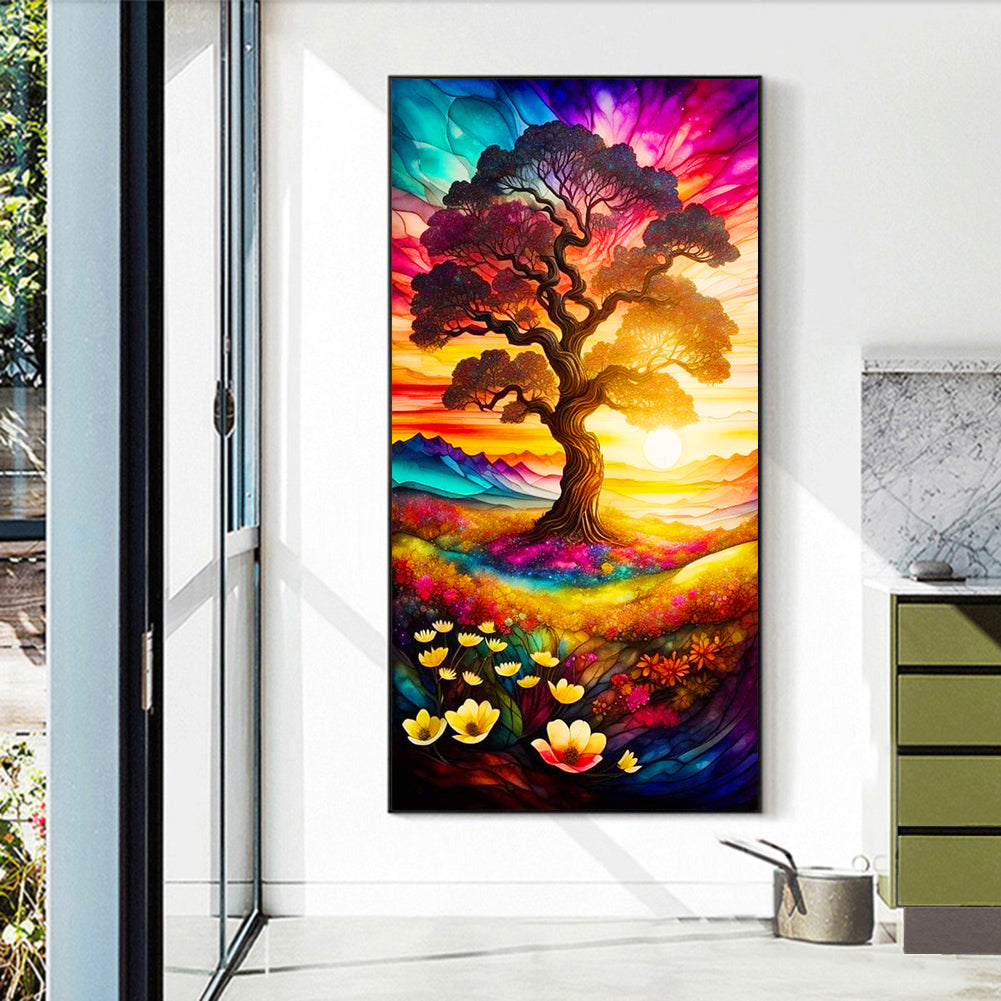 Color Tree Afternoon Day - Full Round Drill Diamond Painting 40*70CM