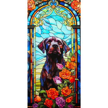 Glass Black Dog - Full Round Drill Diamond Painting 40*80CM