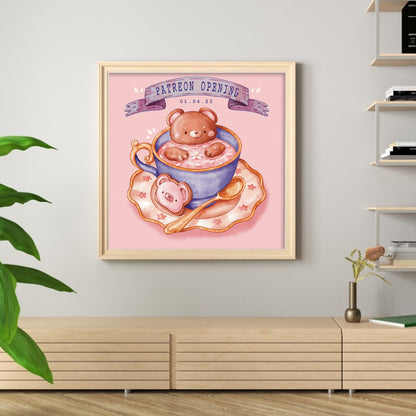 Bear Coffee - 9CT Stamped Cross Stitch 50*50CM