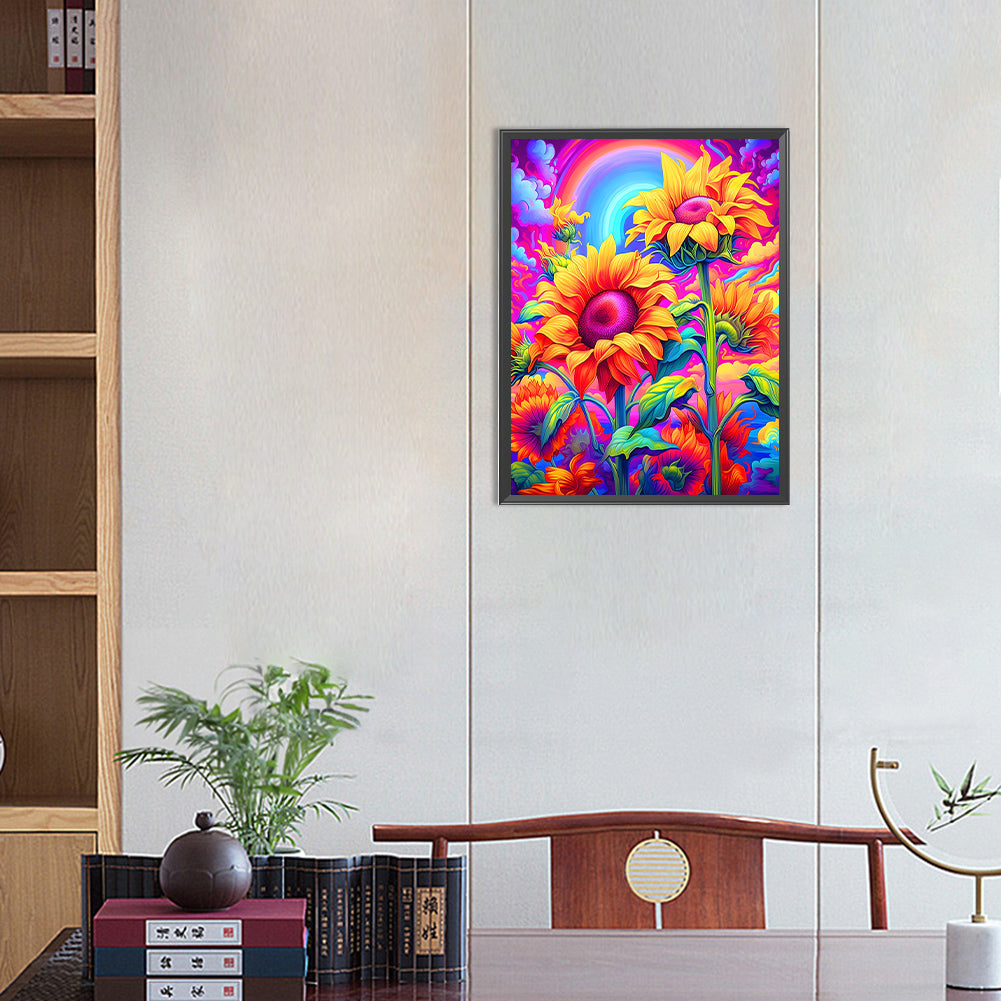 Colorful Sunflower - Full Round Drill Diamond Painting 30*40CM