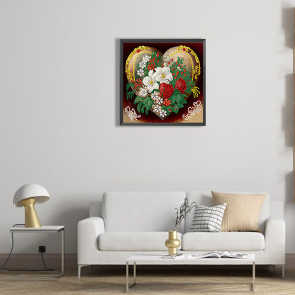 Love Flower Frame -  Special Shaped Drill Diamond Painting 30*30CM