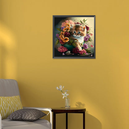 Hua Hua And Kitten - Full Round Drill Diamond Painting 30*30CM