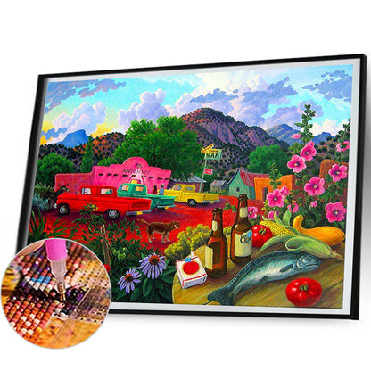 Outdoor Spring Scene - Full Round Drill Diamond Painting 60*50CM