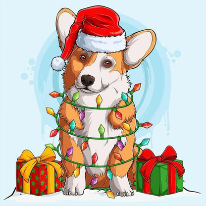 Lantern Dog - Full Round Drill Diamond Painting 30*30CM