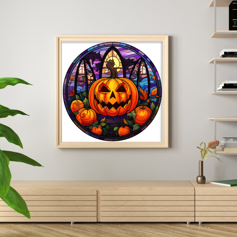 Glass Painting-Halloween Pumpkin - 11CT Counted Cross Stitch 40*40CM