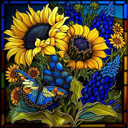 Stained Glass Sunflower - Full Round Drill Diamond Painting 45*45CM