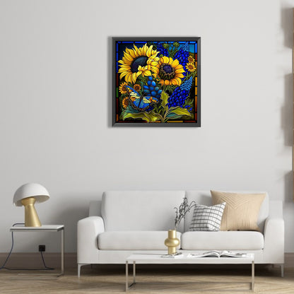 Stained Glass Sunflower - Full Round Drill Diamond Painting 45*45CM