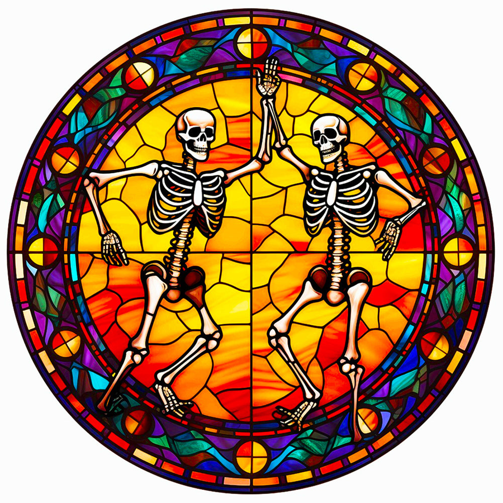 Glass Halloween Skull - Full Round Drill Diamond Painting 50*50CM