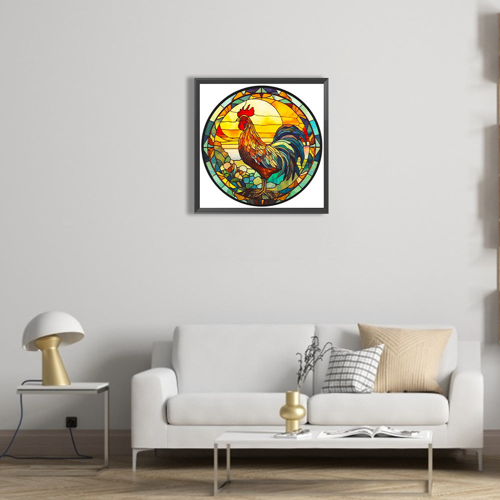 Glass Painted Rooster - Full Round Drill Diamond Painting 40*40CM