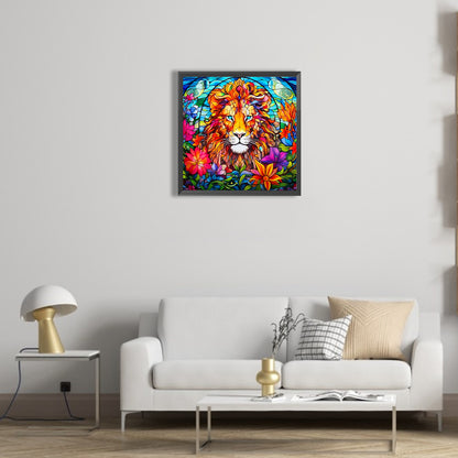 Glass Painted Lion - Full Round Drill Diamond Painting 40*40CM