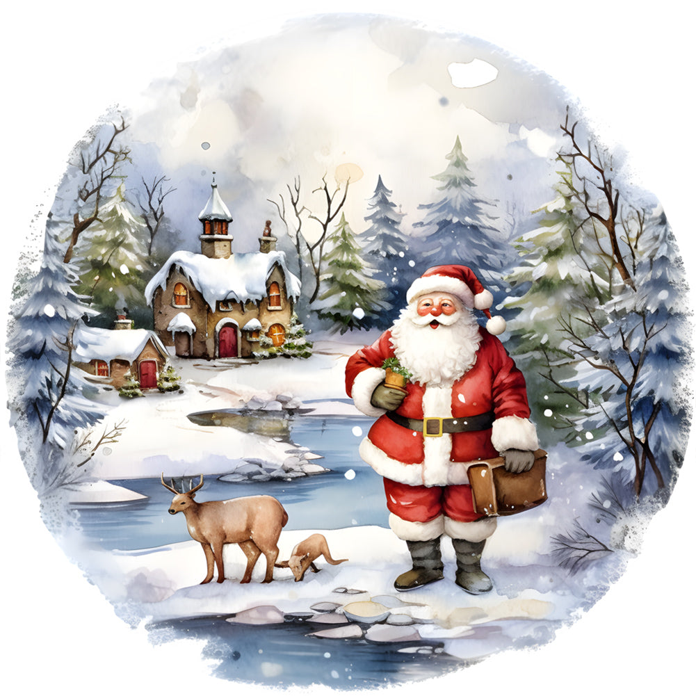 Santa In The Snow - Full Round Drill Diamond Painting 30*30CM