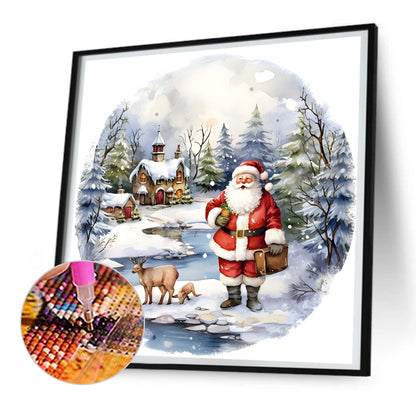 Santa In The Snow - Full Round Drill Diamond Painting 30*30CM